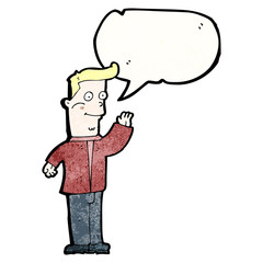friendly waving man cartoon