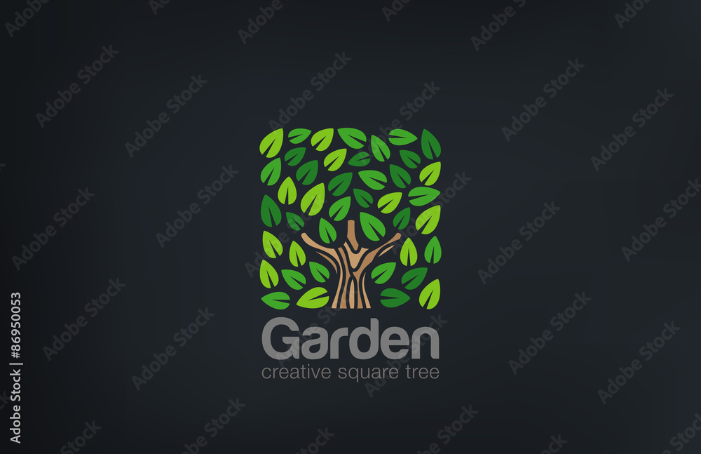 Aufkleber abstract green tree logo square shape design vector template. ..