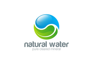 Water drop Leaf Logo design vector template. Yin Yang concept...