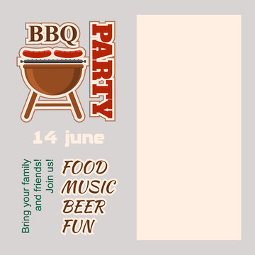 BBQ Party Invitation with copy space