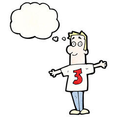 cartoon man in shirt number three