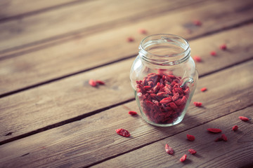 Goji berry (wolfberry) on wooden table