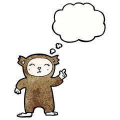 cartoon little teddy with idea bubble