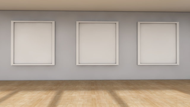 Room and Wall with three frames