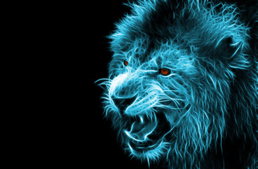 Fractal digital fantasy art of a lion on a isolated background   © eranda