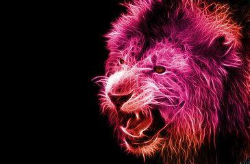 Fototapeta premium Fractal digital fantasy art of a lion on a isolated background 