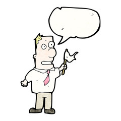 cartoon man waving white flag