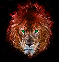 Naklejka premium Fractal digital fantasy art of a lion on a isolated background 