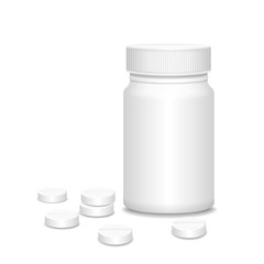 Blank medicine bottle with pills vector illustration. 