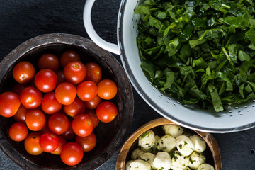Preparation ingredients for italian salad
