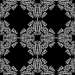 Seamless background made of exotic pattern in black and white co