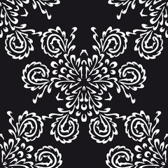 Seamless background made of exotic pattern in black and white co