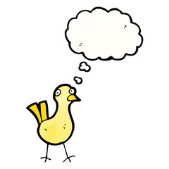 cartoon little bird with thought bubble