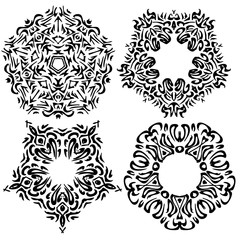 Set of tribal patterns in black color isolated on white