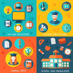 Flat education infographic background.