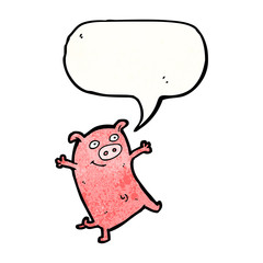 cartoon pig with speech bubble