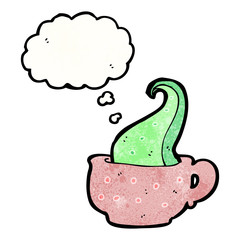 cartoon haunted tea cup