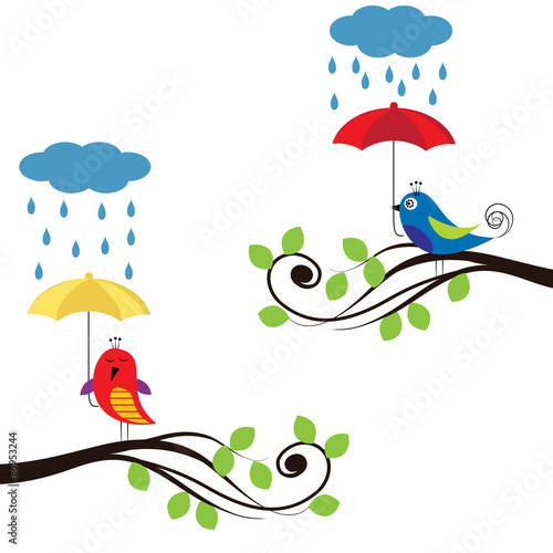 "Birds with umbrellas" Stock image and royaltyfree vector files on
