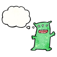 cartoon alien with thought bubble