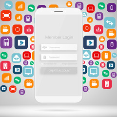 Abstract creative concept vector member login form interface