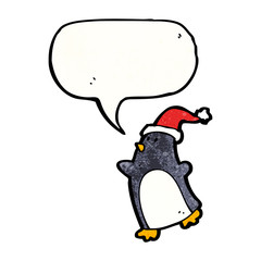 cartoon penguin in christmas hat