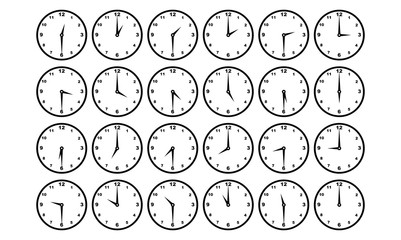 Time with Clock Day and Night Illustration
