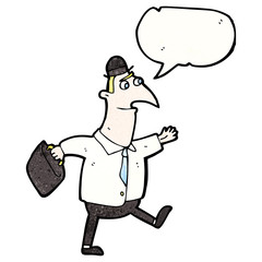 cartoon businessman walking to work