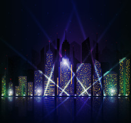 Bright night cityscape