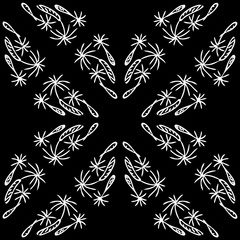 Seamless background made of dandelions in black and white colors