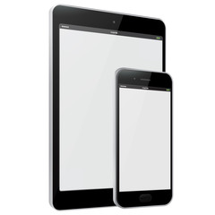 Tablet Computer and Mobile Phone vector illustration.