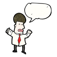 cartoon businessman with speech bubble