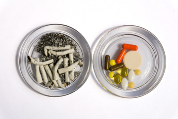 Cigarette butts and pills