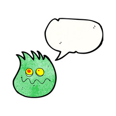 cartoon little green fire creature