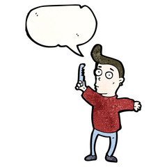 cartoon man combing hair