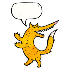 cartoon fox with speech bubble