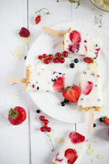Popsicles with fruits ice cream