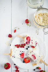 Popsicles with fruits ice cream