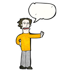 cartoon man gesturing to stop