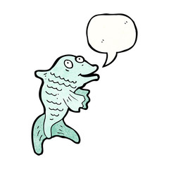 cartoon fish with speech bubble