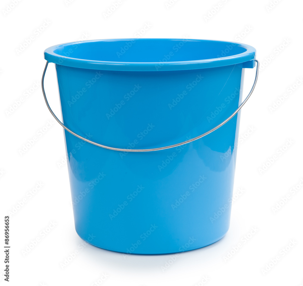 Wall mural blue bucket plastic isolated on white