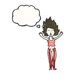 cartoon frightened woman