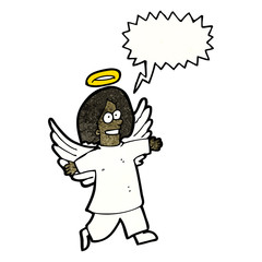 Obraz na płótnie Canvas cartoon angel with speech bubble