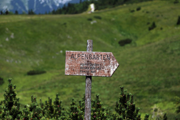 Signpost on the Rax in the Austrian Alps