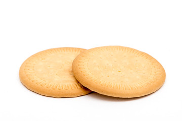 2 simple biscuits isolated on white