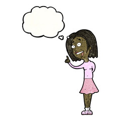 cartoon clever woman with idea