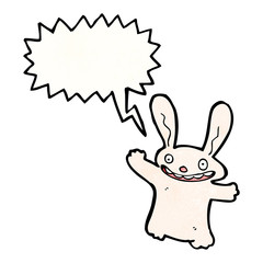 cartoon rabbit with speech bubble