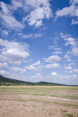 Landscape of mountain sky and cloud dry field