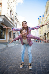 Young couple in city