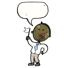 cartoon man waving flag