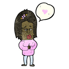 cartoon woman in love